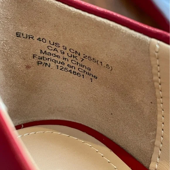 & Other Stories Ruby Red Mary Jane Leather Ballet Flats - Picture 5 of 7